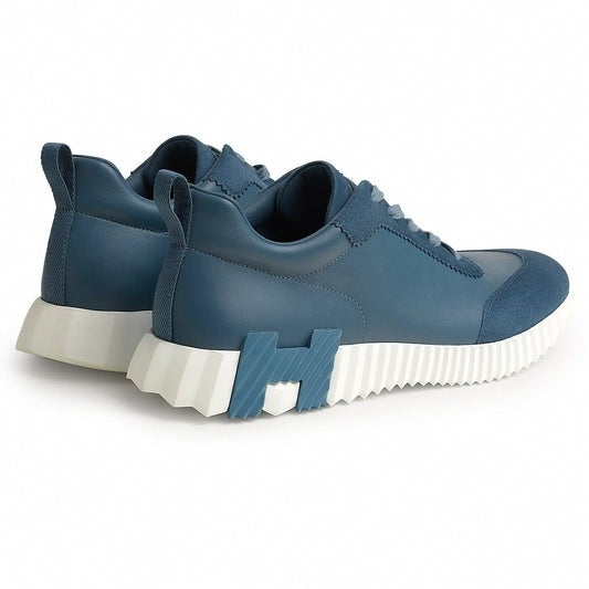 Hermes Bouncing Sneaker in Blue Calfskin and Suede - image 3