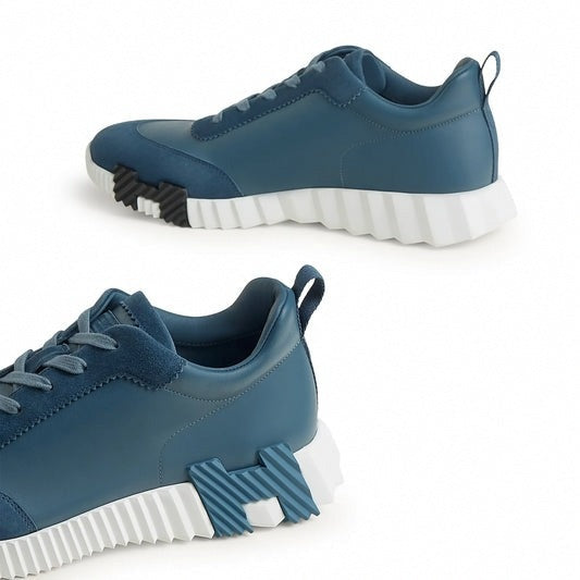 Hermes Bouncing Sneaker in Blue Calfskin and Suede - image 4