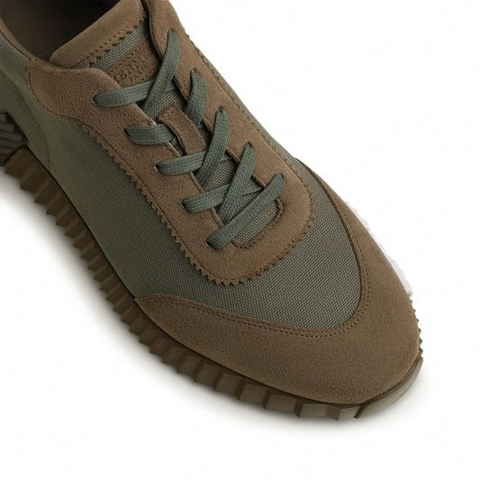 Hermes Bouncing Sneaker in Khaki Green Calfskin and Suede - image 2