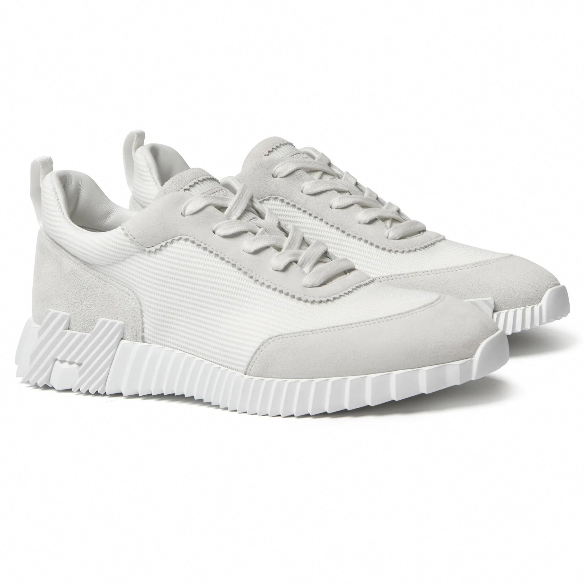 Hermes Bouncing Sneaker in White Suede and Technical Knit - image 7