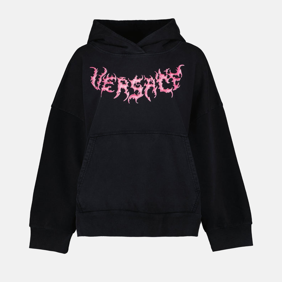 Versace Logo Hoodie – Black