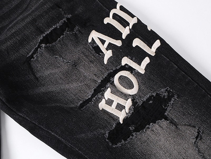 Amiri Hollywood Distressed Black Denim Jeans - image 4