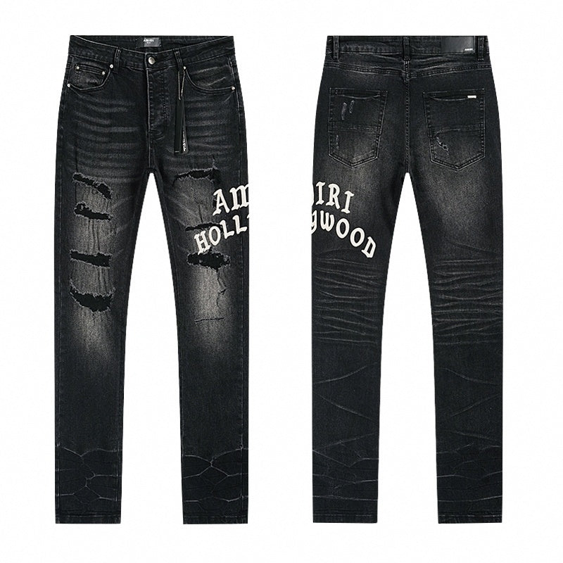 Amiri Hollywood Distressed Black Denim Jeans - image 3