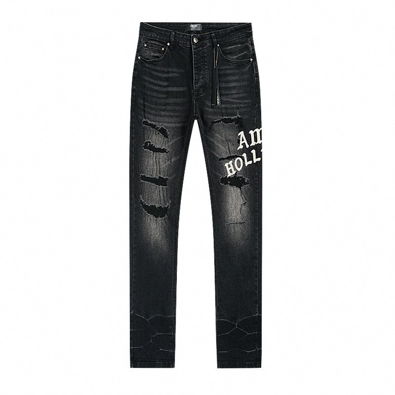 Amiri Hollywood Distressed Black Denim Jeans