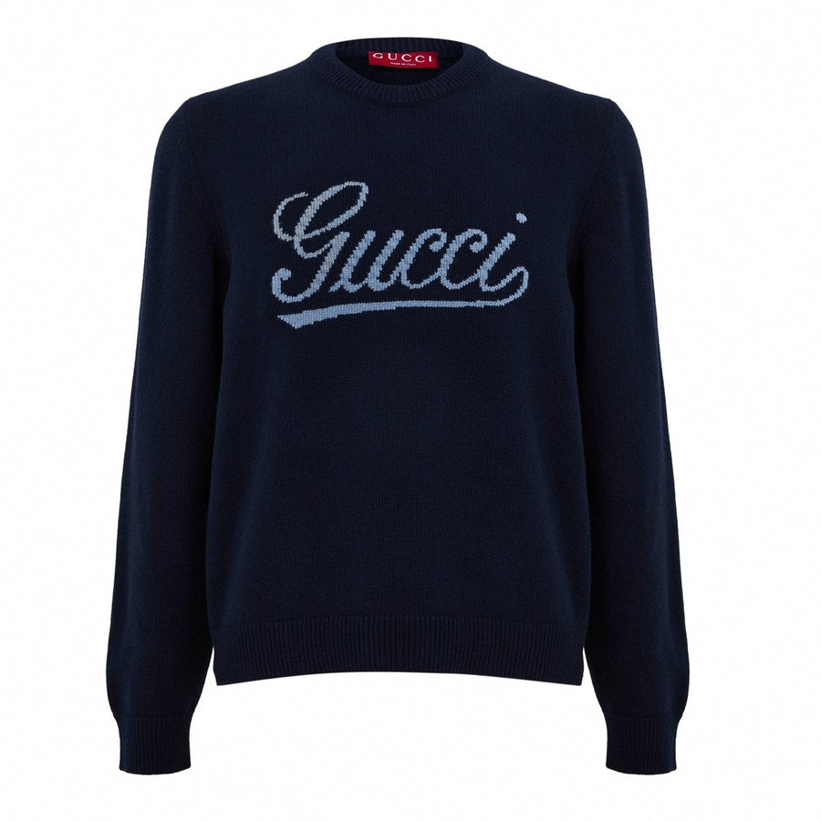 Gucci Script Logo Crew Neck Jumper