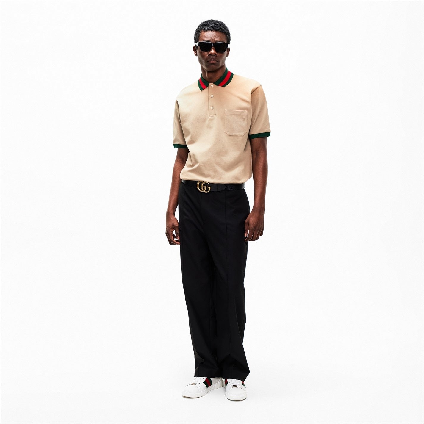 Gucci Web Collar Cotton Polo Shirt – Beige - image 4