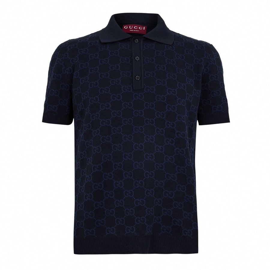 Gucci GG Monogram Cotton Silk Polo Shirt