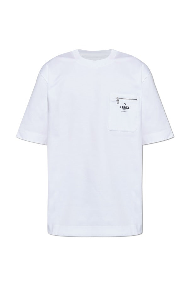Fendi Men’s White T-Shirt with pocket