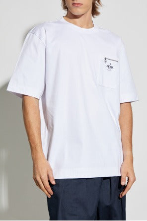 Fendi Men’s White T-Shirt with pocket - image 2