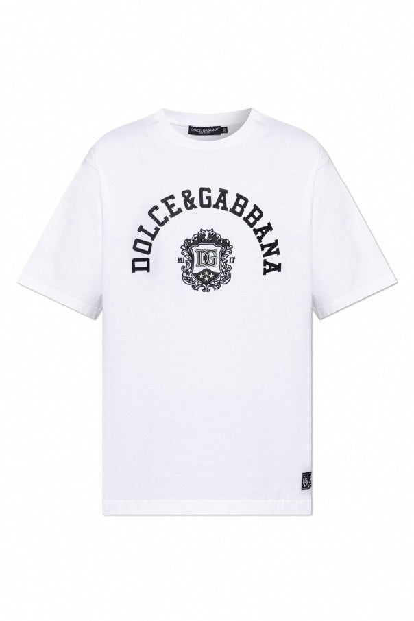 Dolce & Gabbana Men’s White T-Shirt with embroidered logo