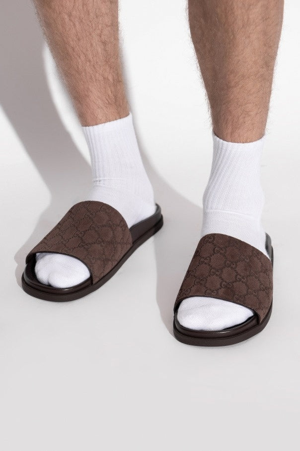 Gucci Brown Slides with monogram - image 2