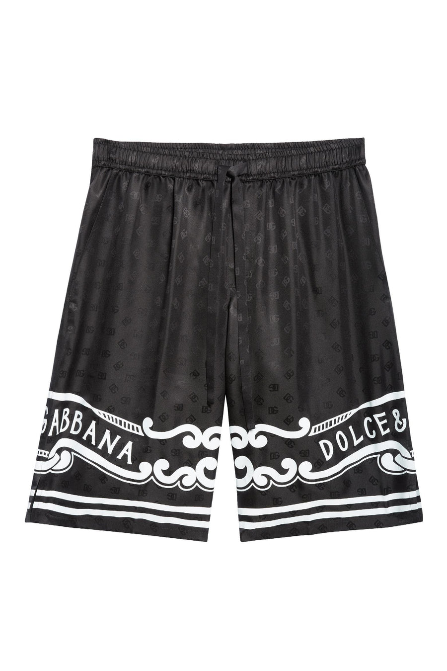 Dolce & Gabbana Logo Jacquard Bandana Print Silk Shorts
