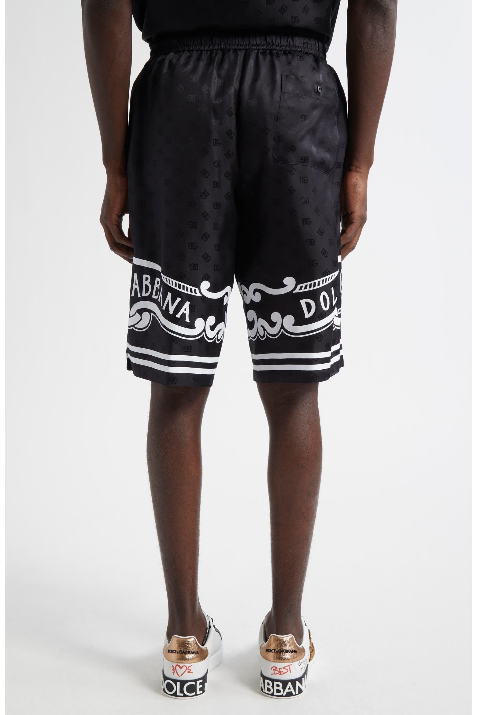 Dolce & Gabbana Logo Jacquard Bandana Print Silk Shorts - image 3