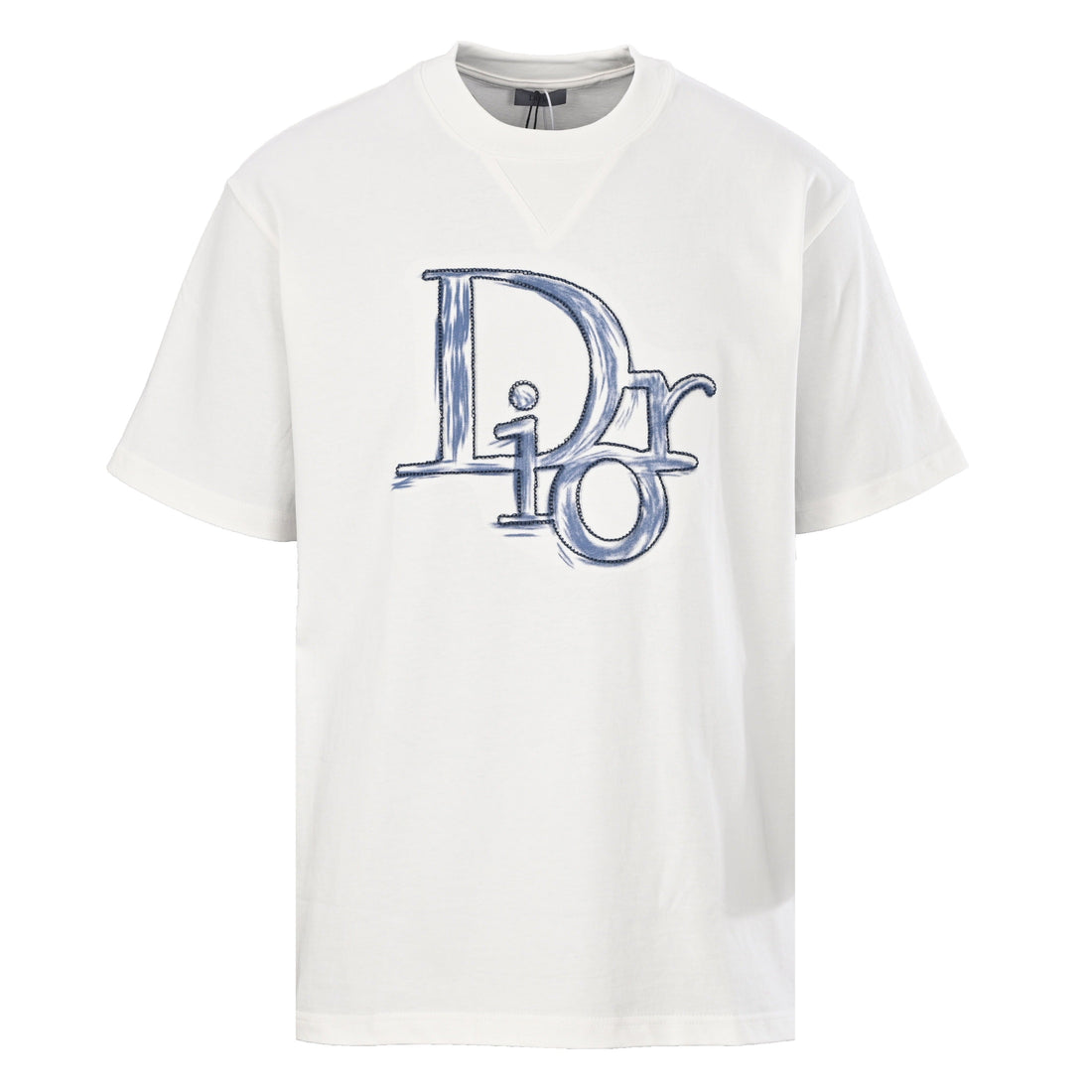 White T-Shirt with Blue Logo
