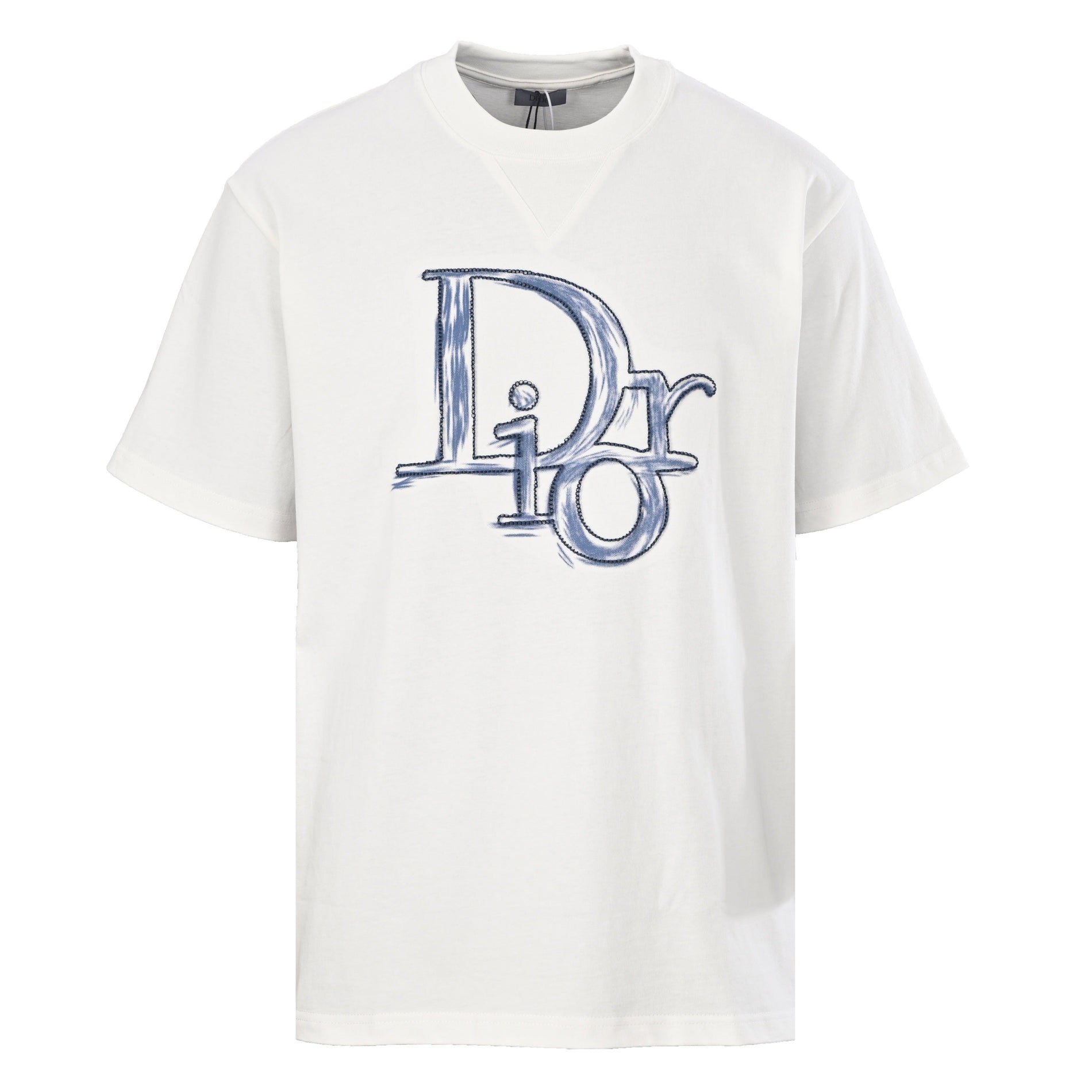 Dior White T-Shirt with Blue Logo