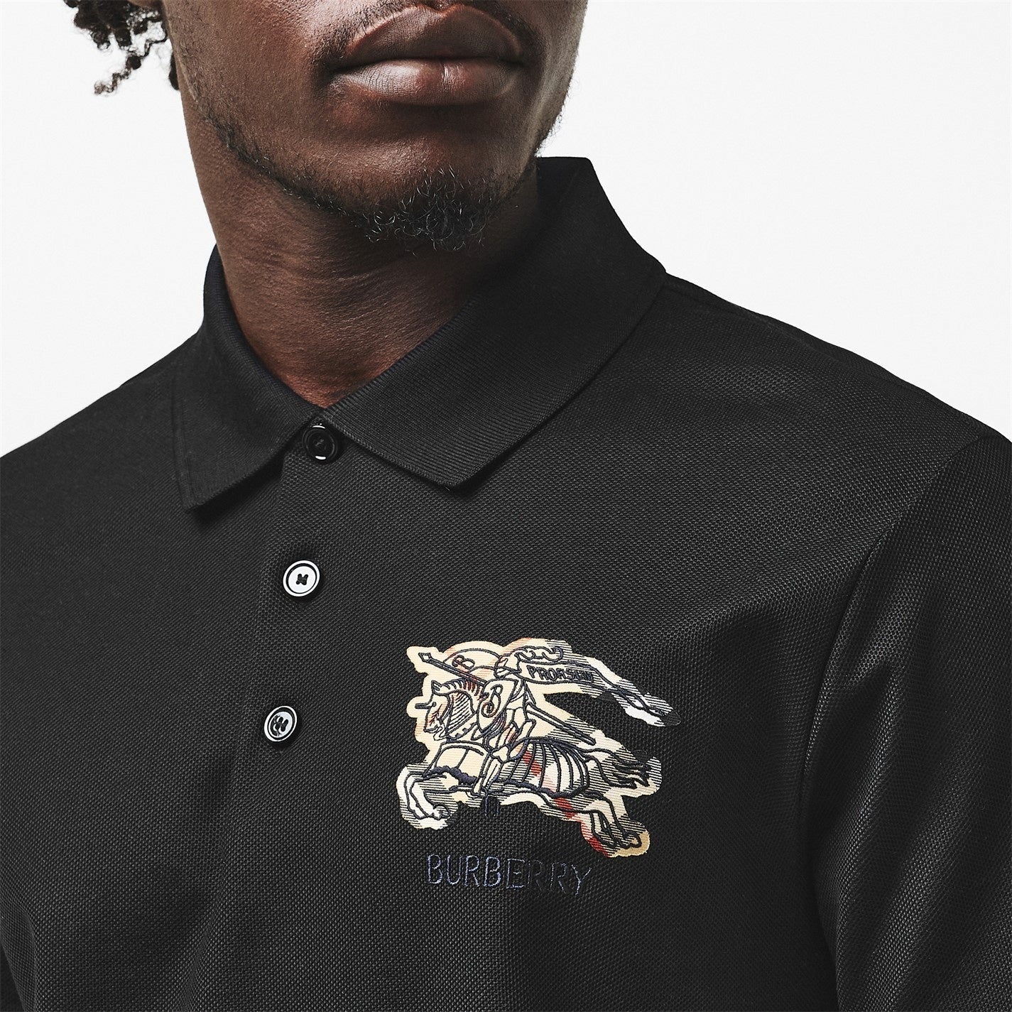 Burberry Equestrian Knight Cotton Polo Shirt - image 3