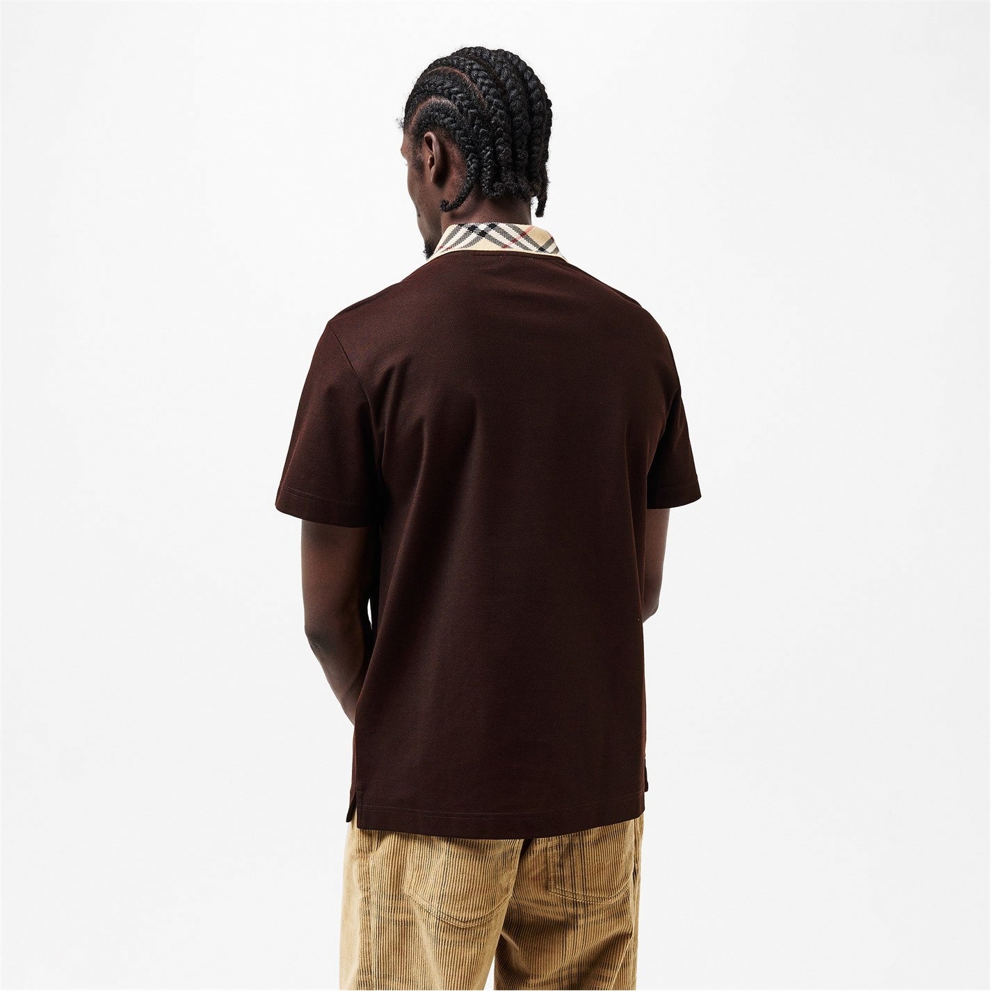 Burberry Check Collar Cotton Polo Shirt – Brown - image 5