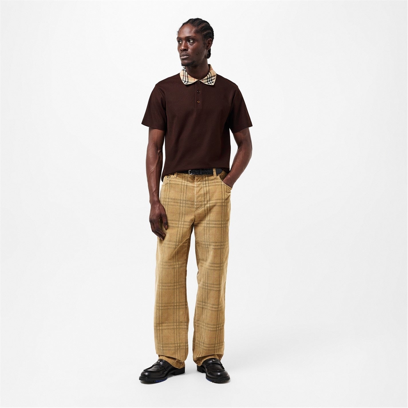 Burberry Check Collar Cotton Polo Shirt – Brown - image 6
