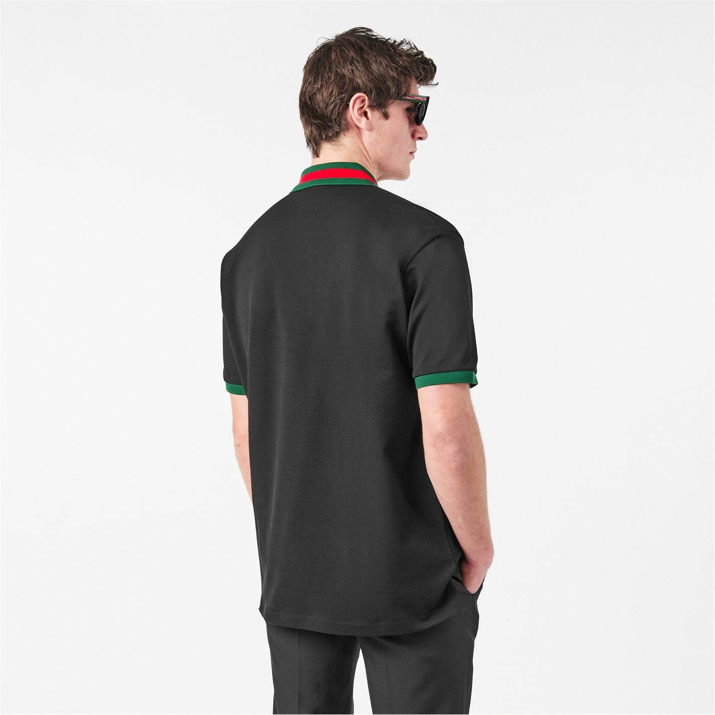 Gucci Web Collar Cotton Polo Shirt – Black - image 4