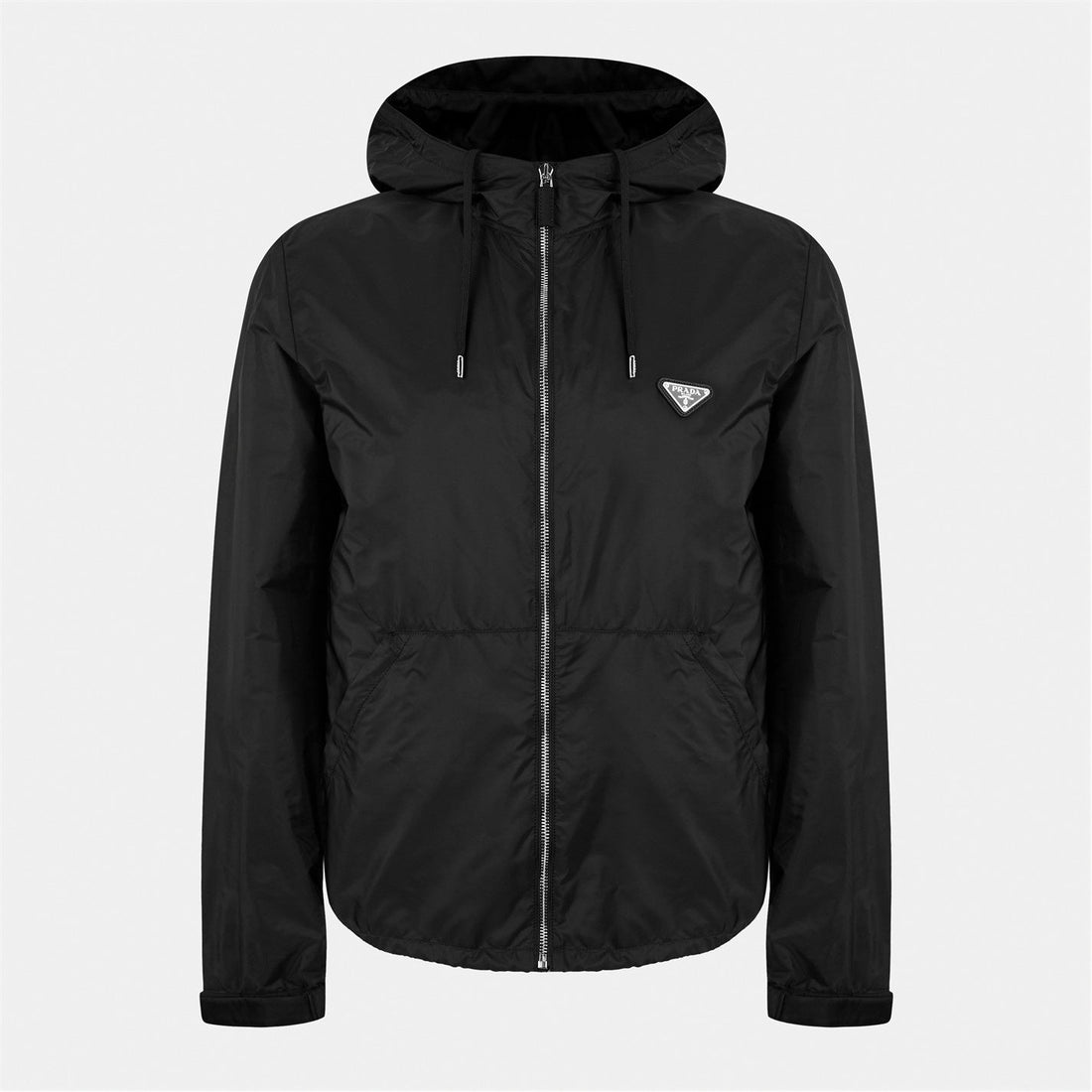 Hooded Nylon Windbreaker Jacket – Black
