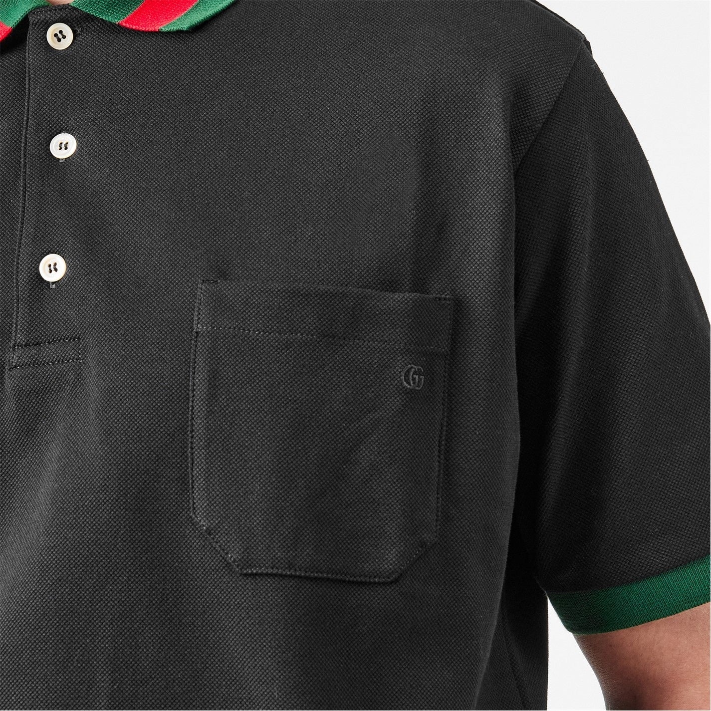 Gucci Web Collar Cotton Polo Shirt – Black - image 3