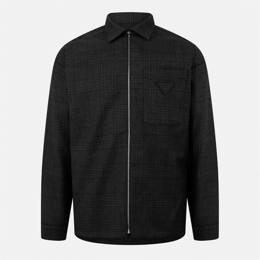 Prada Check Wool Overshirt Jacket