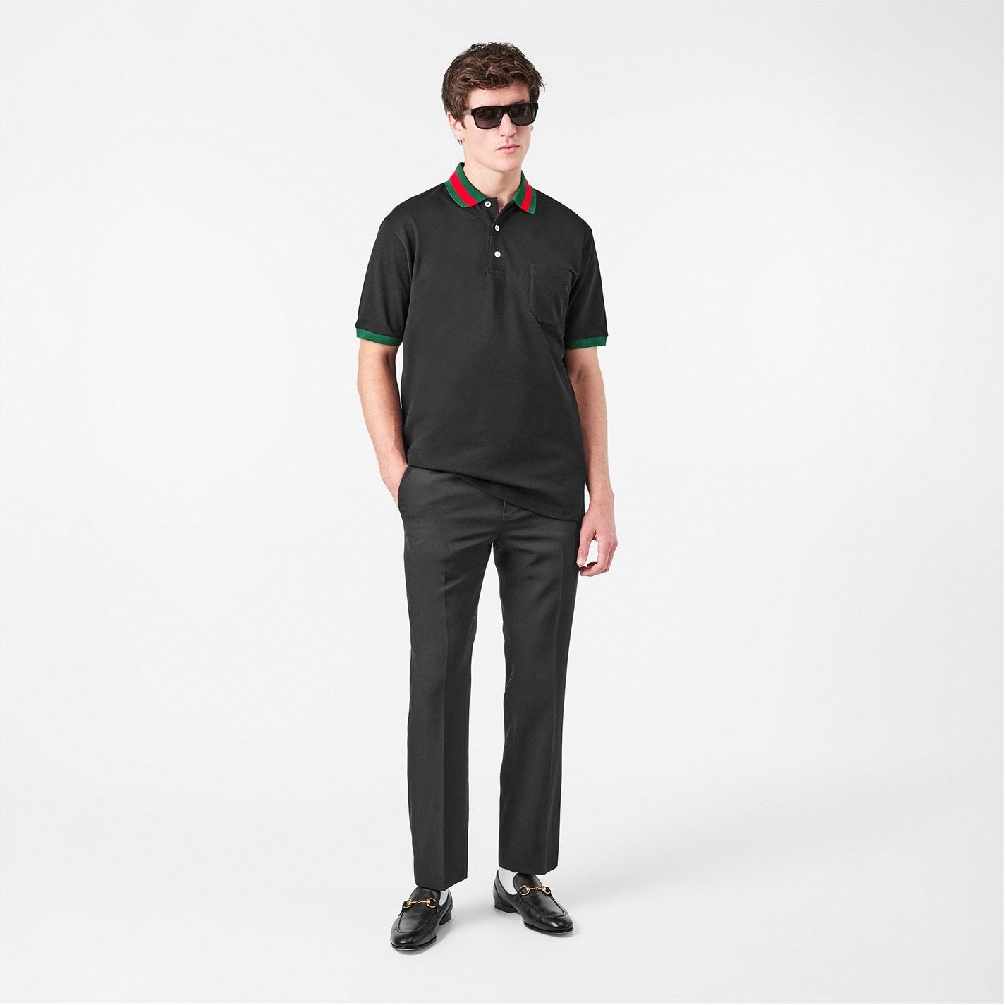 Gucci Web Collar Cotton Polo Shirt – Black - image 6