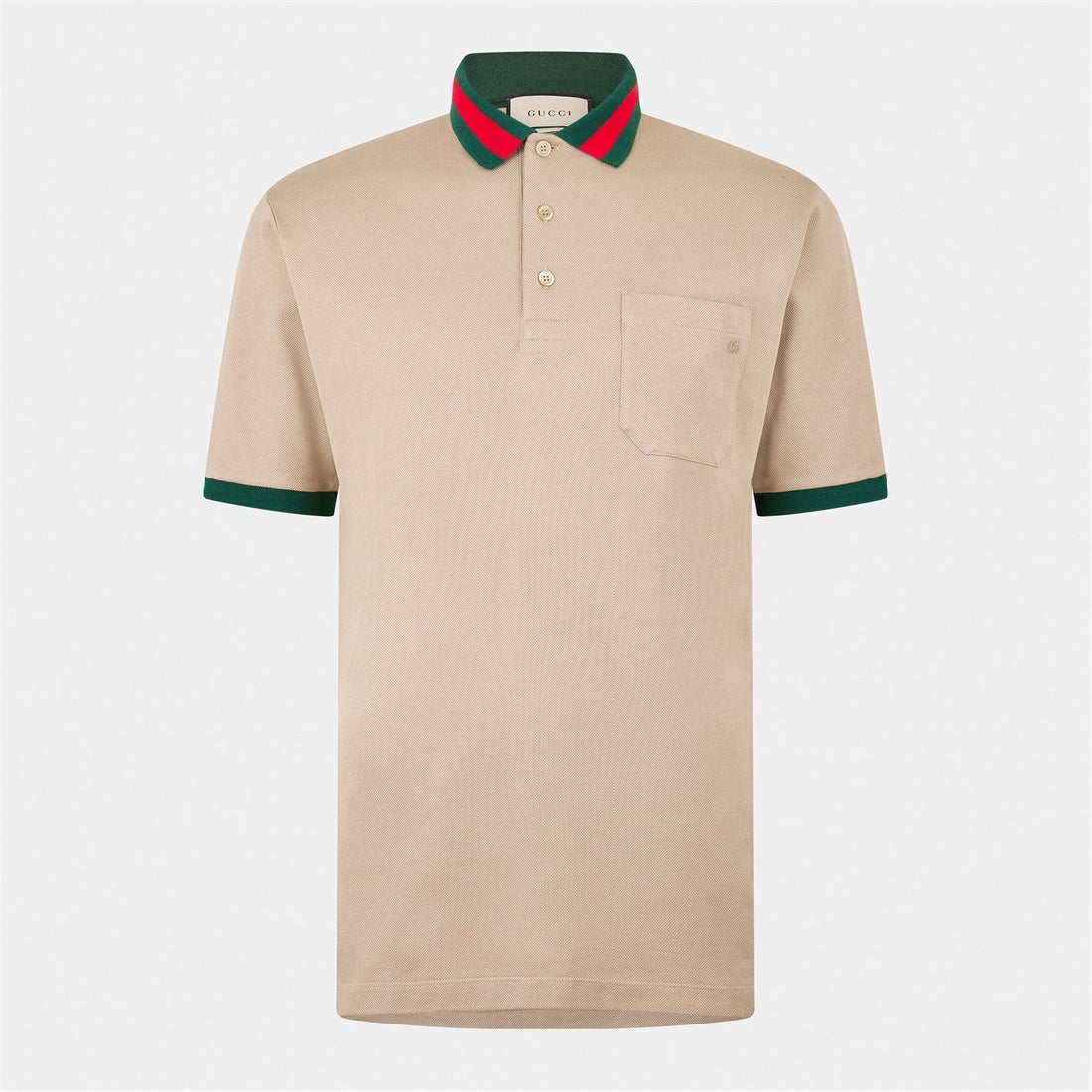 Web Collar Cotton Polo Shirt – Beige