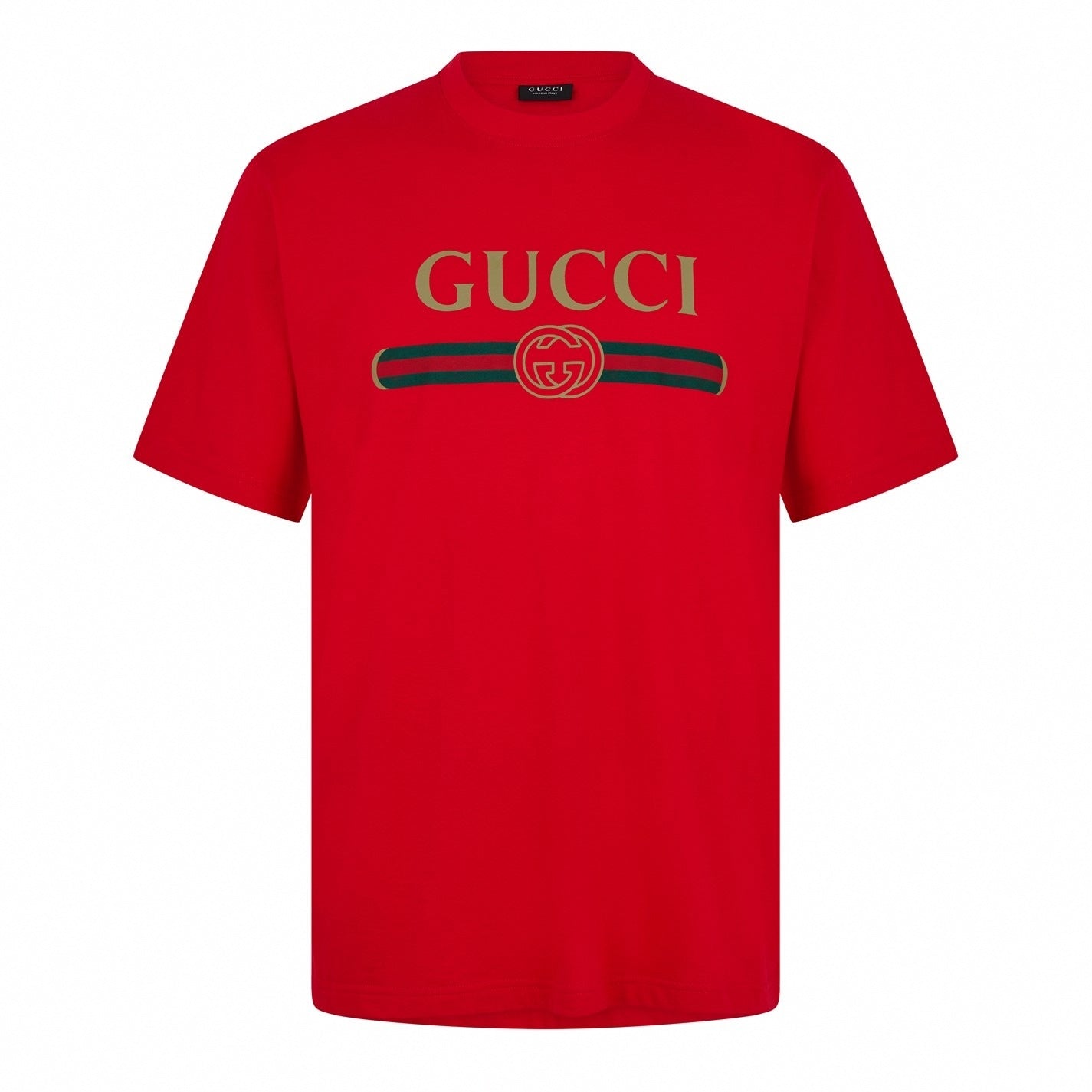 Gucci Logo Web Stripe Cotton T-Shirt - Red