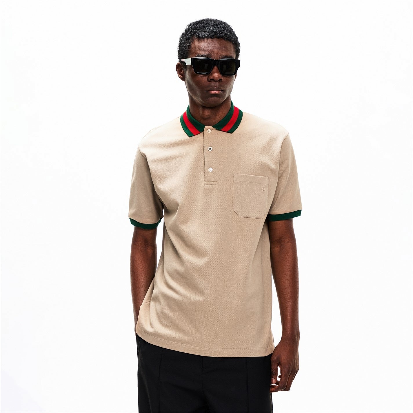 Gucci Web Collar Cotton Polo Shirt – Beige - image 3