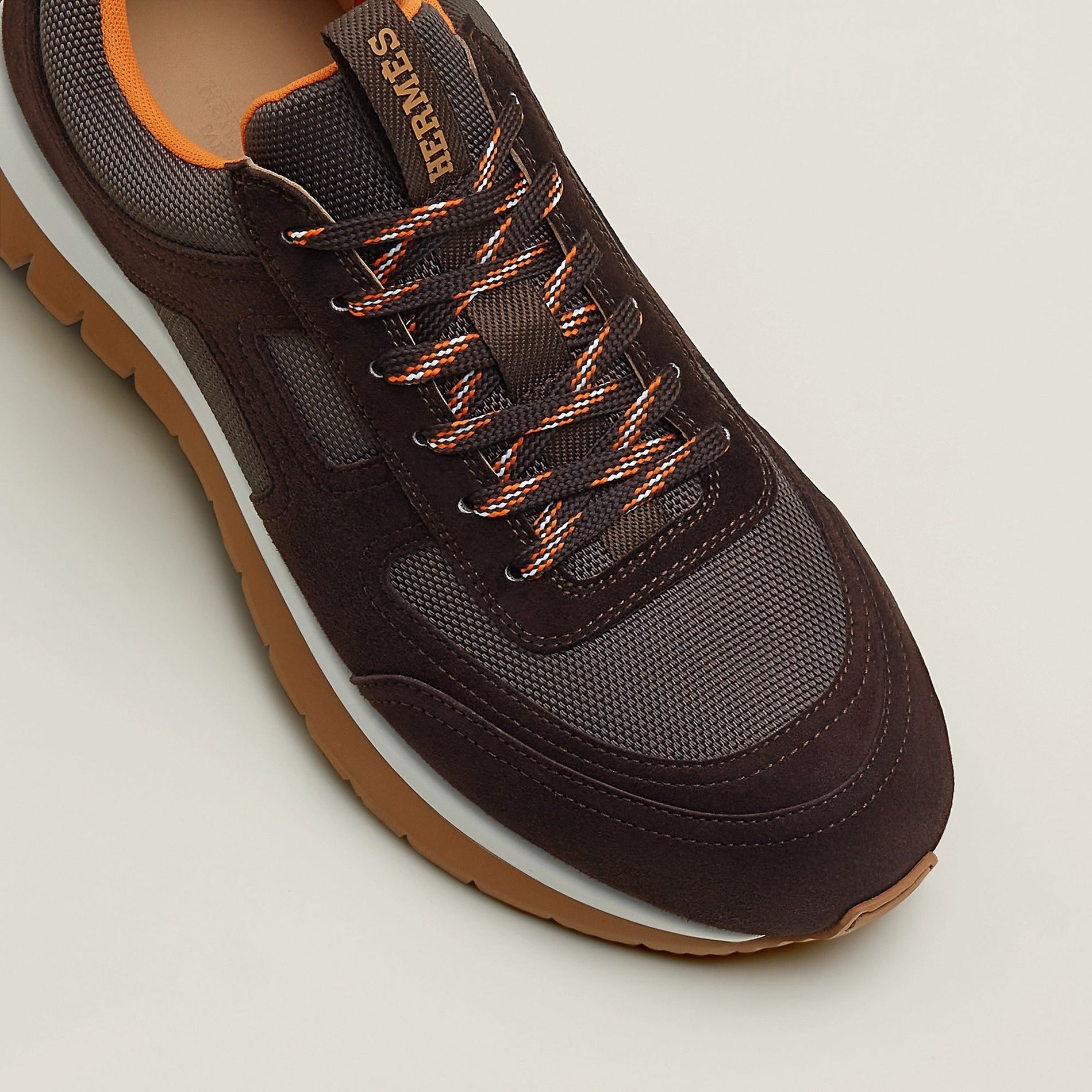 Hermes Urban Runner – Brown & Orange Suede Sneaker - image 2