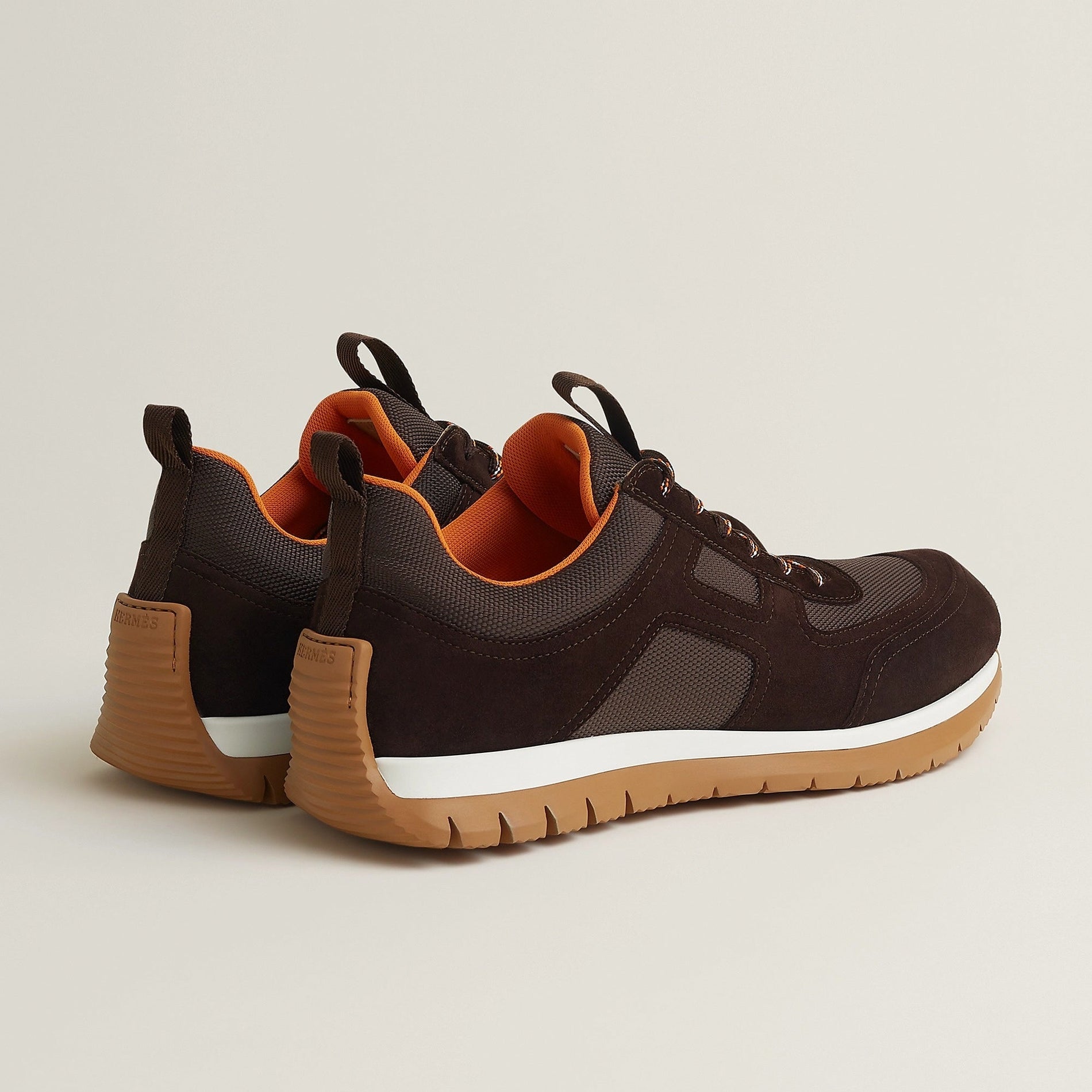 Hermes Urban Runner – Brown & Orange Suede Sneaker - image 3