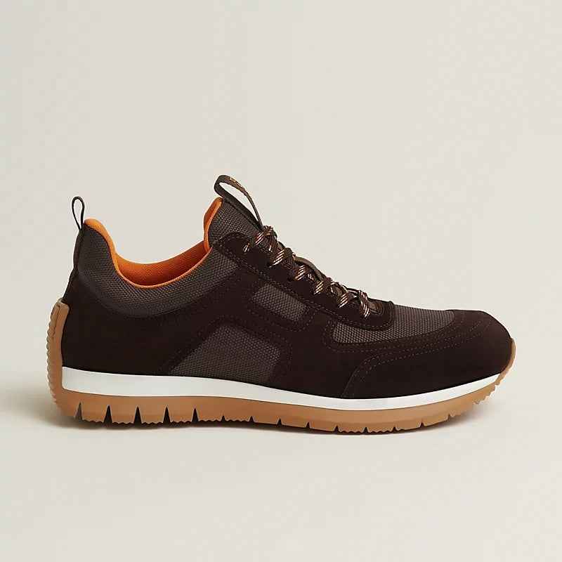 Hermes Urban Runner – Brown & Orange Suede Sneaker