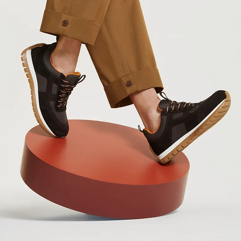 Hermes Urban Runner – Brown & Orange Suede Sneaker - image 5