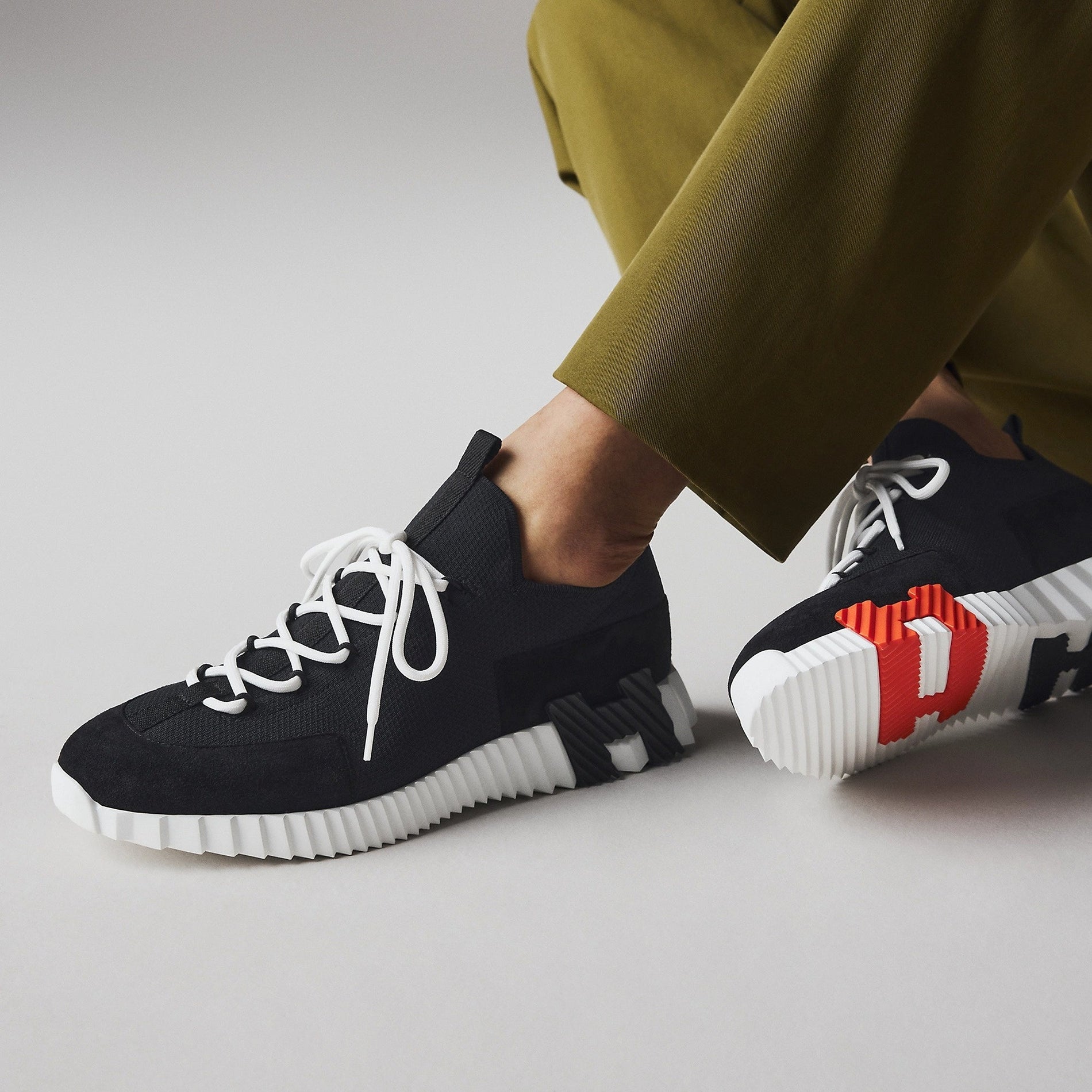 Hermes Lift Knit Slip-On Sneakers in Black & White - image 6