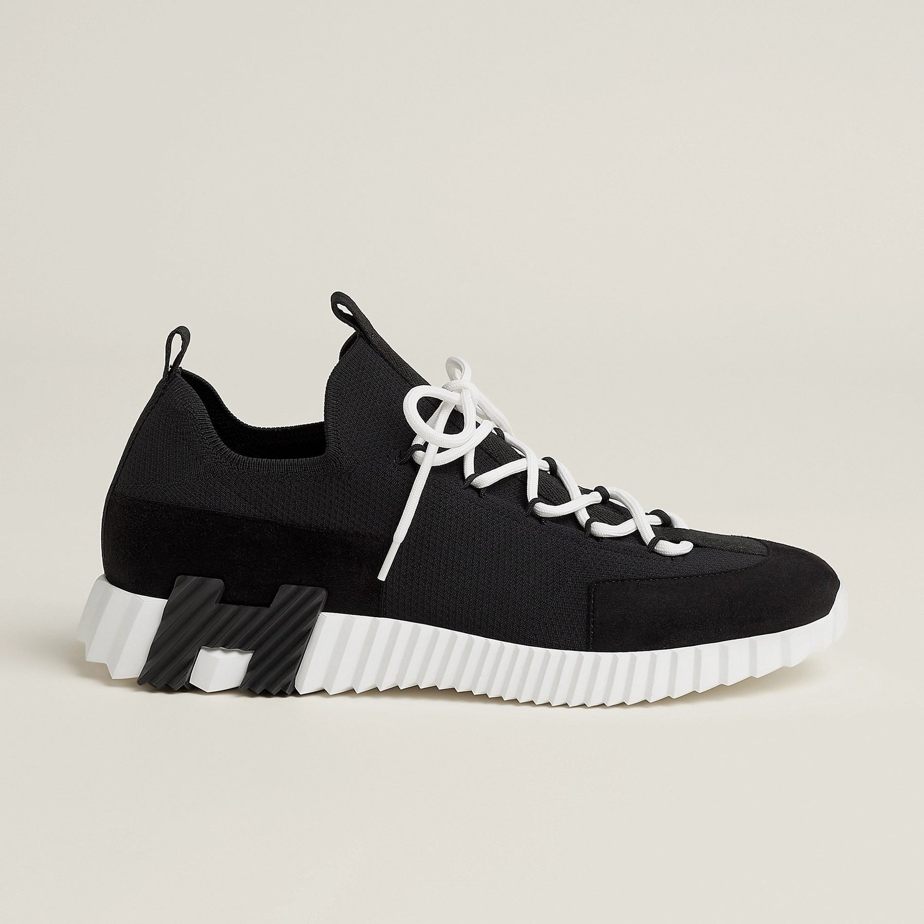 Hermes Lift Knit Slip-On Sneakers in Black & White