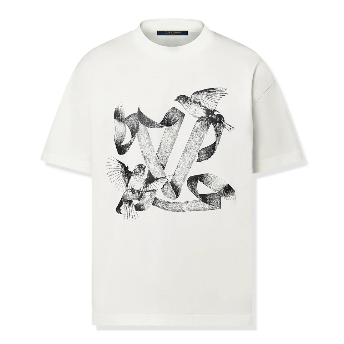 LV Birds Printed Cotton T-Shirt White
