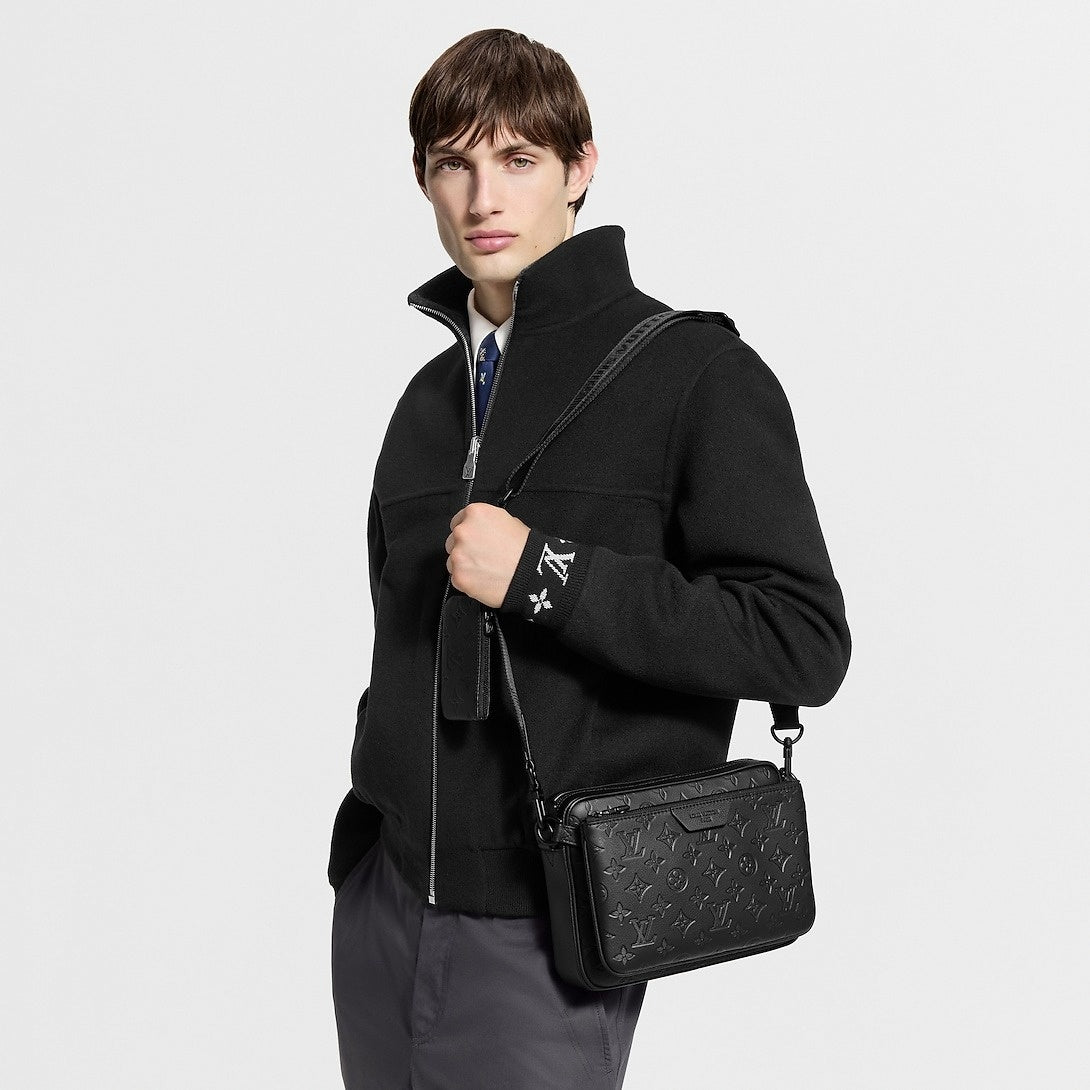 Louis Vuitton Monogram Embossed Leather Trio Messenger Bag(Black) - image 8