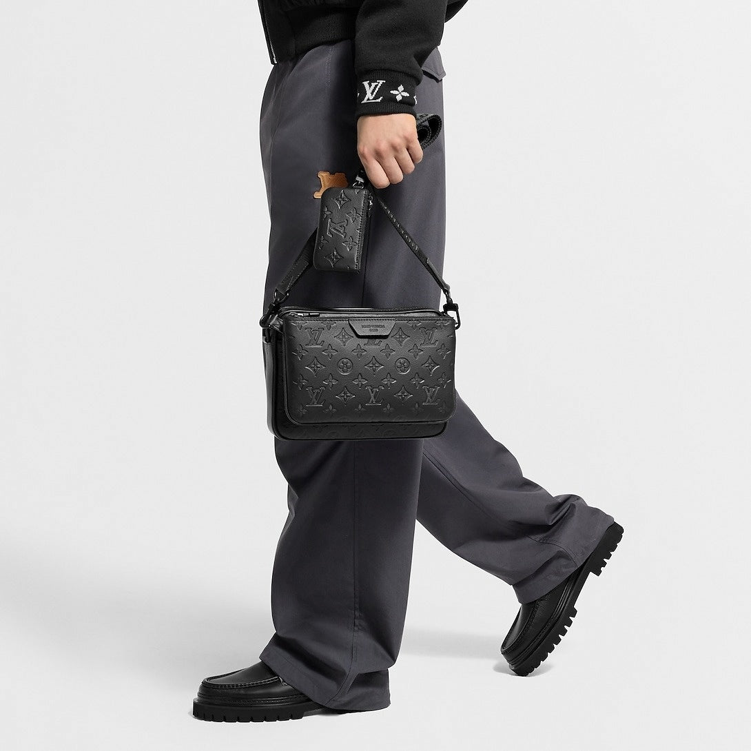 Louis Vuitton Monogram Embossed Leather Trio Messenger Bag(Black) - image 7