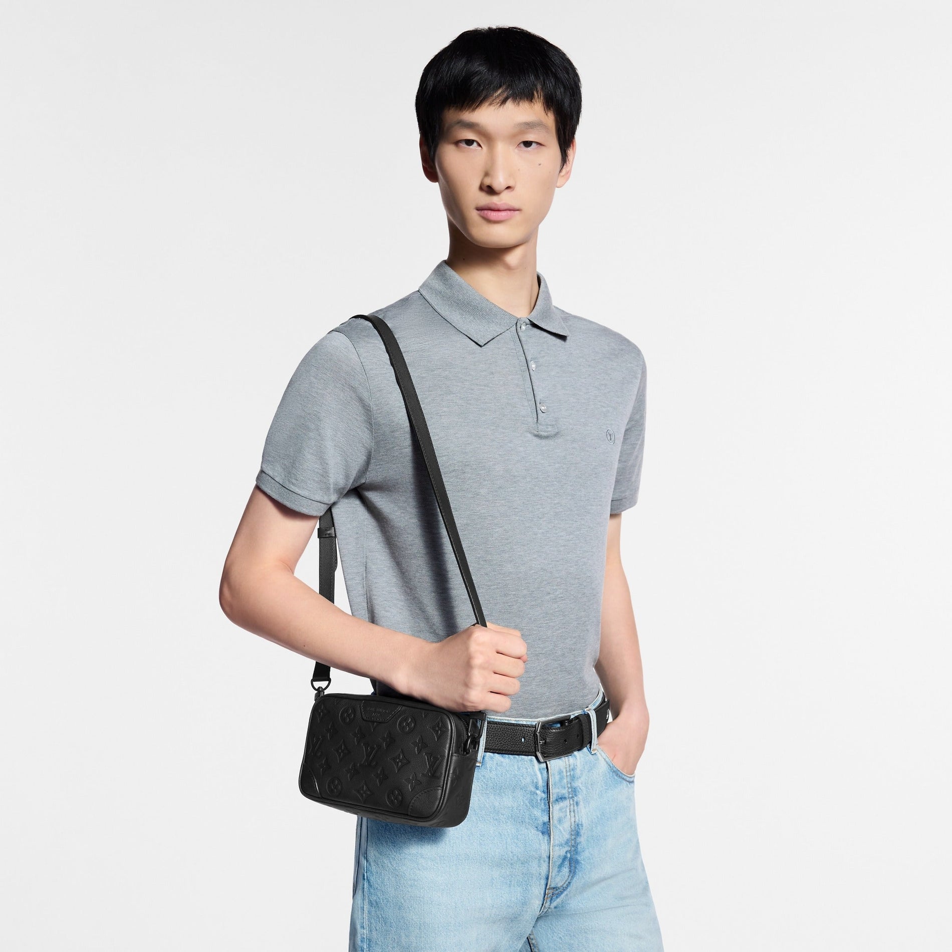 Louis Vuitton Monogram Embossed Leather Mini Pochette / Crossbody (All Black) - image 6