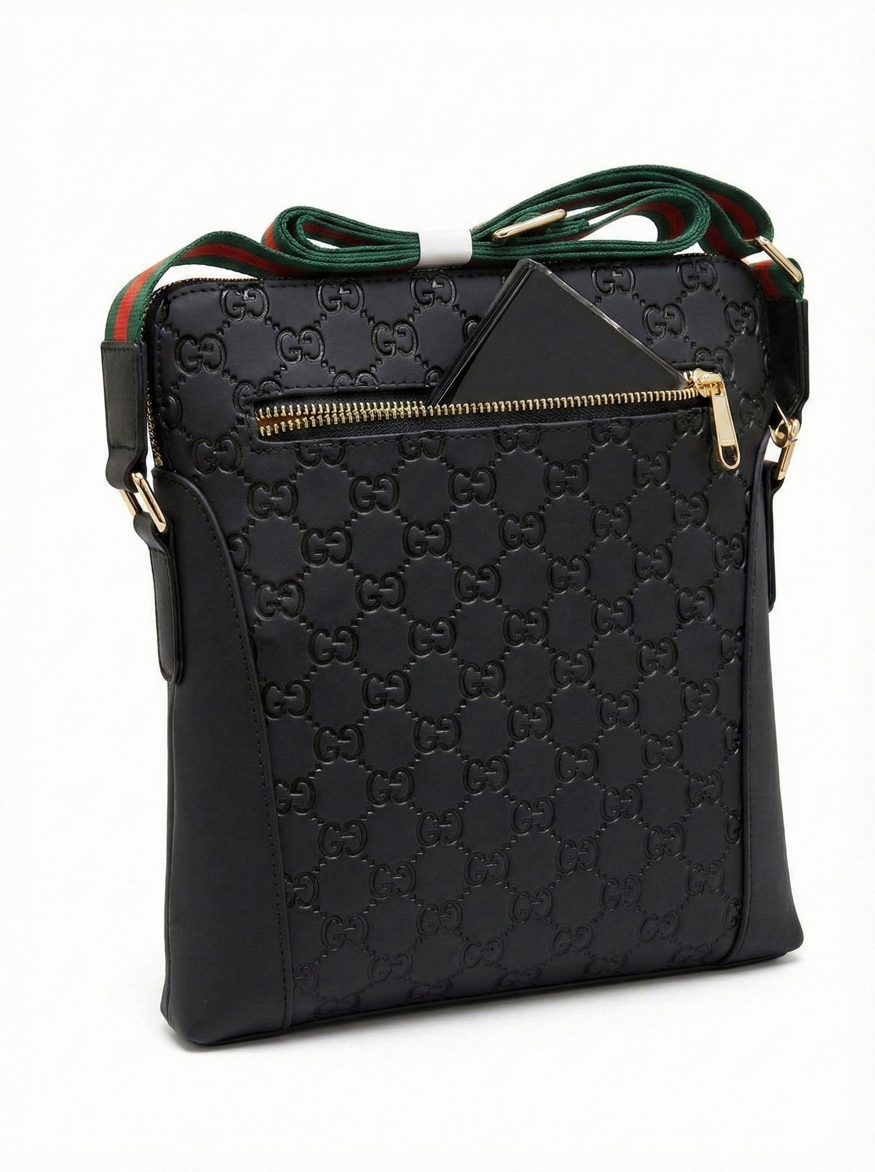 Gucci Embossed Leather Crossbody Bag Black - image 3