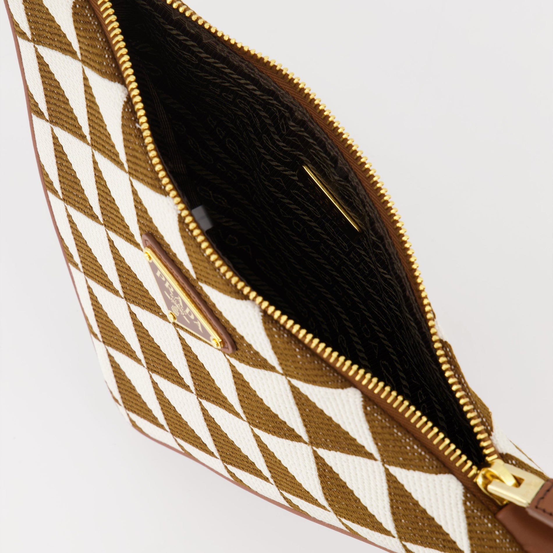 Prada Mini Triangle Jacquard Shoulder Bag (Brown/Beige) - image 4