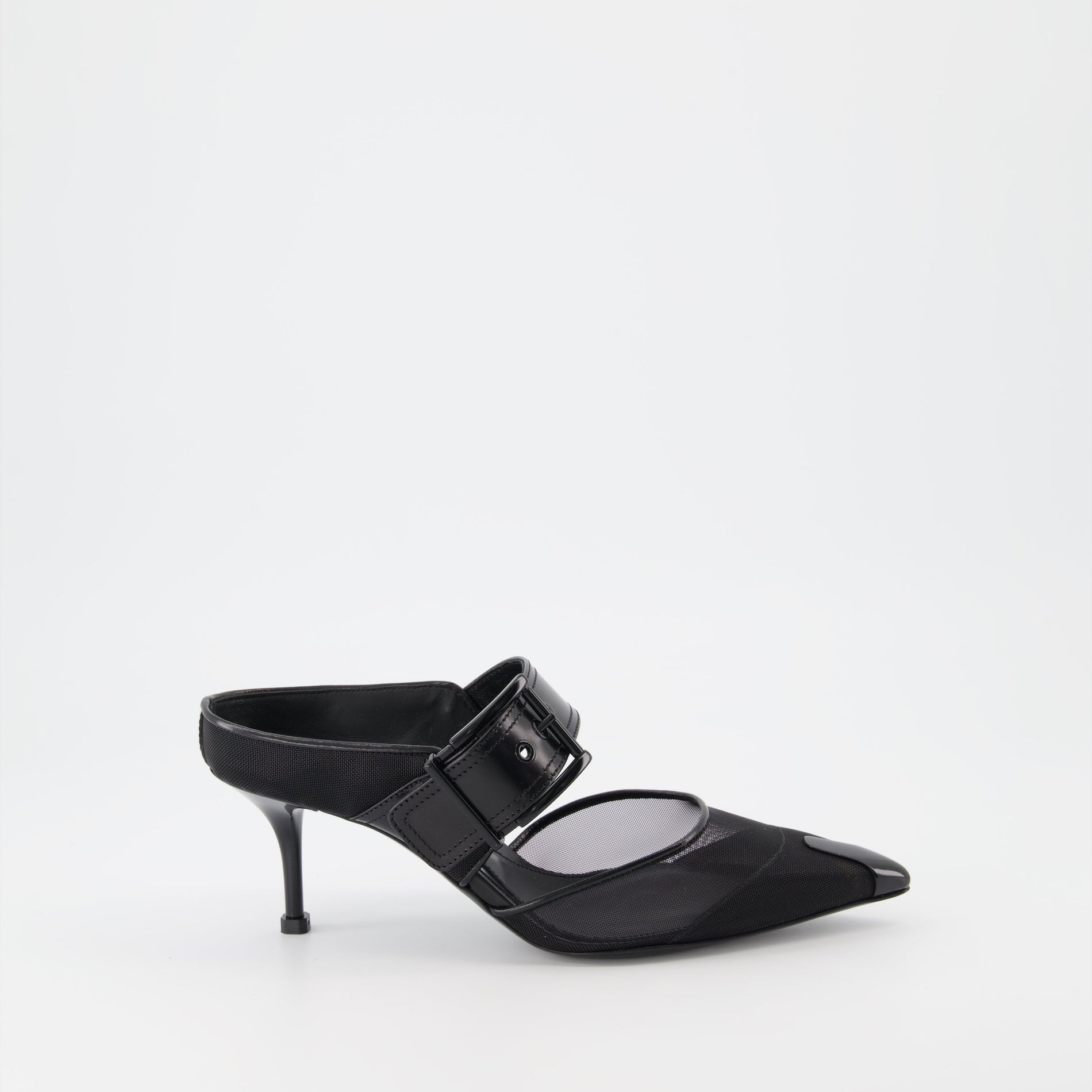 Alexander McQueen Punk Buckle Mesh Mules