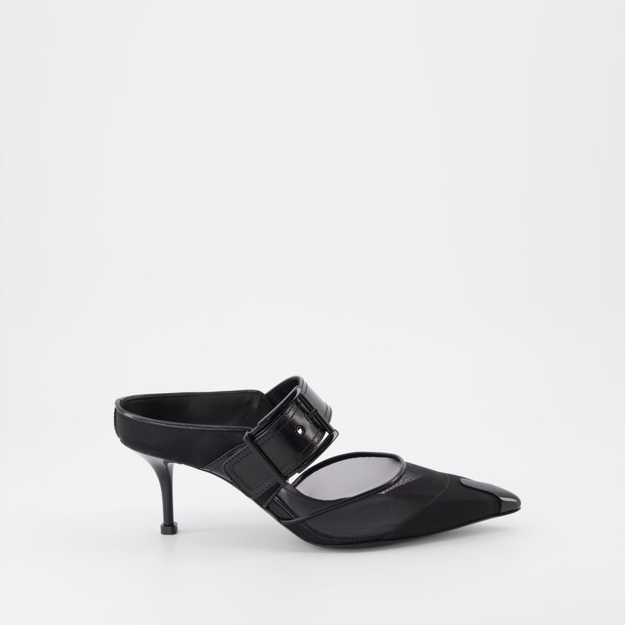 Alexander McQueen Punk Buckle Mesh Mules