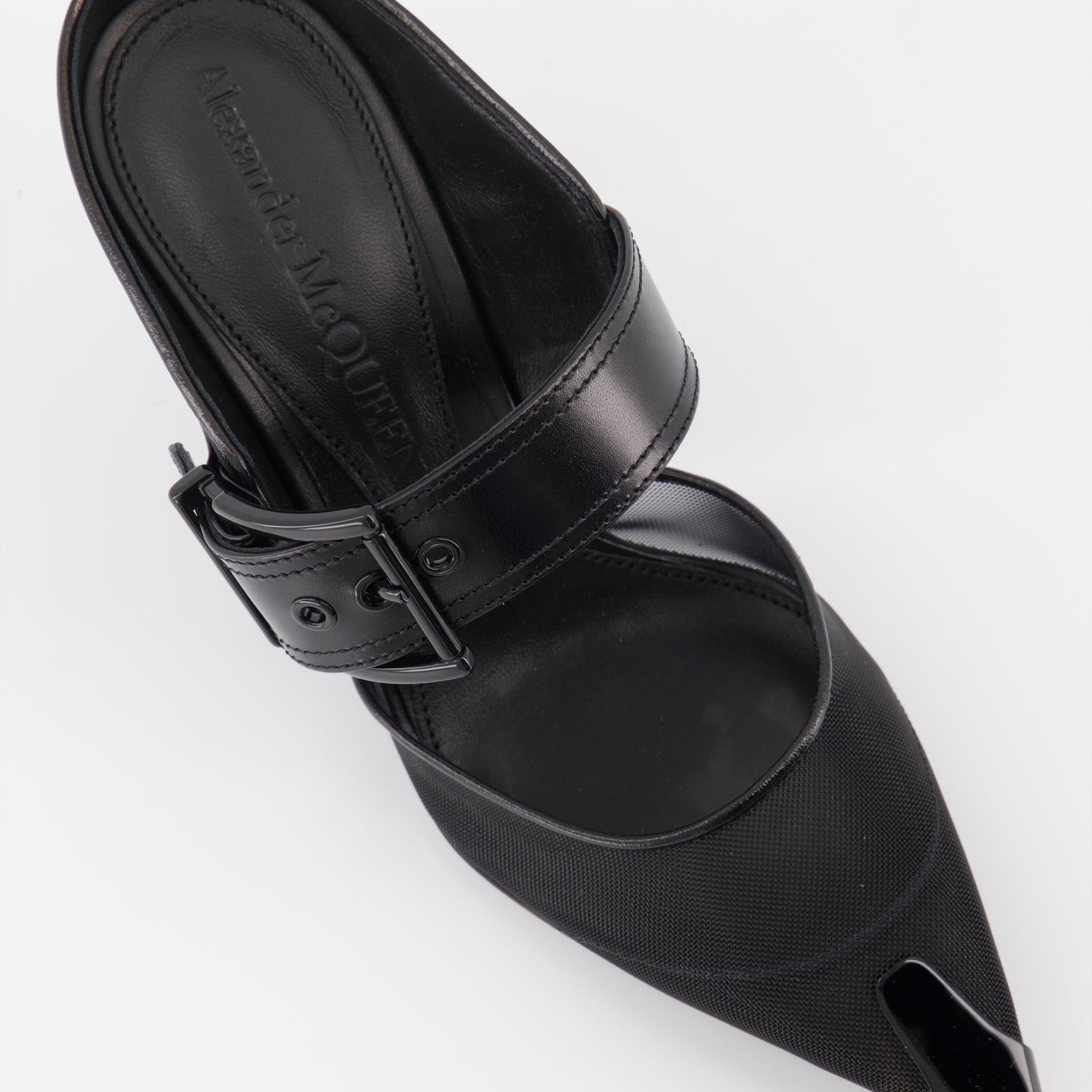 Alexander McQueen Punk Buckle Mesh Mules - image 5