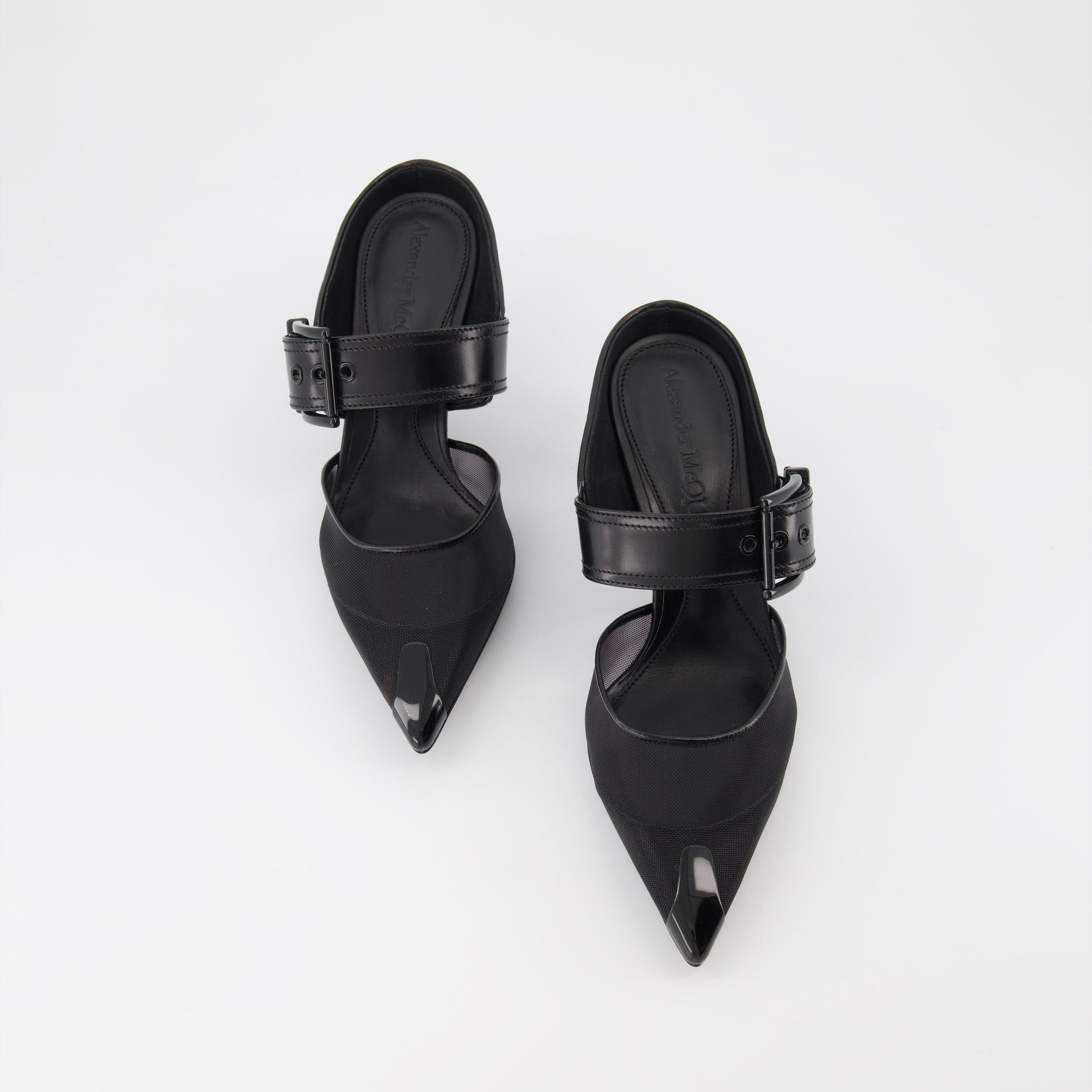 Alexander McQueen Punk Buckle Mesh Mules - image 6