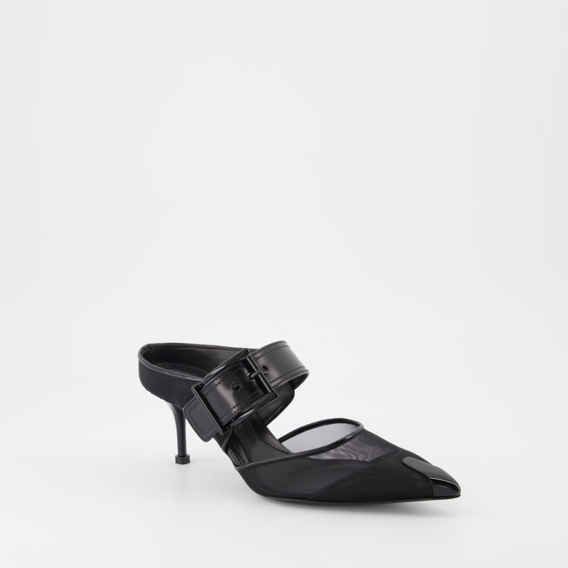 Alexander McQueen Punk Buckle Mesh Mules - image 2