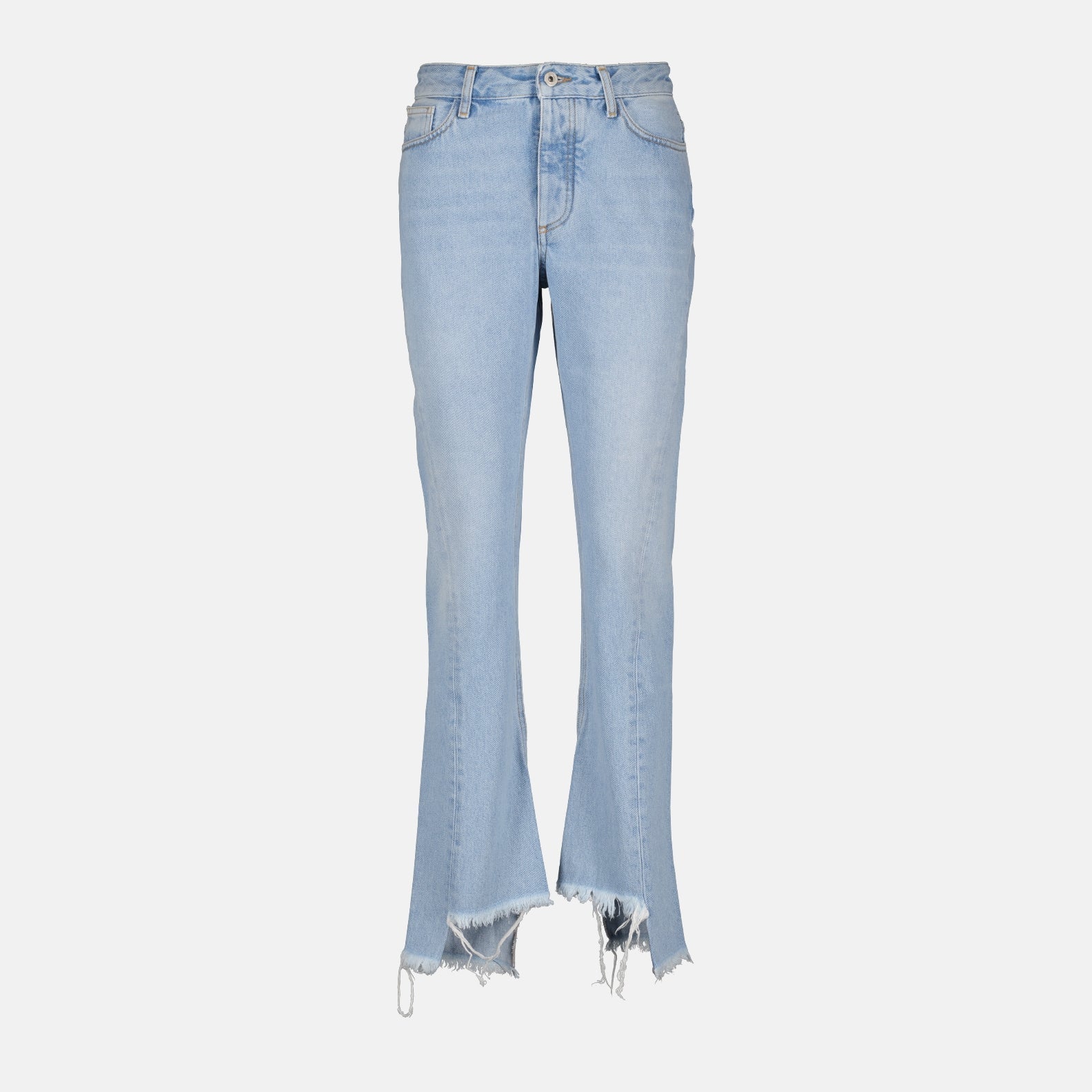 Off-White Distressed Flared Bleach-Wash Jeans
