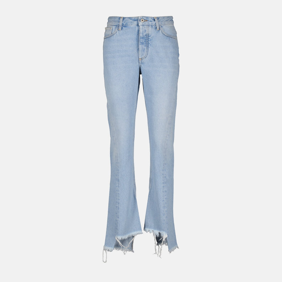 Off-White Distressed Flared Bleach-Wash Jeans