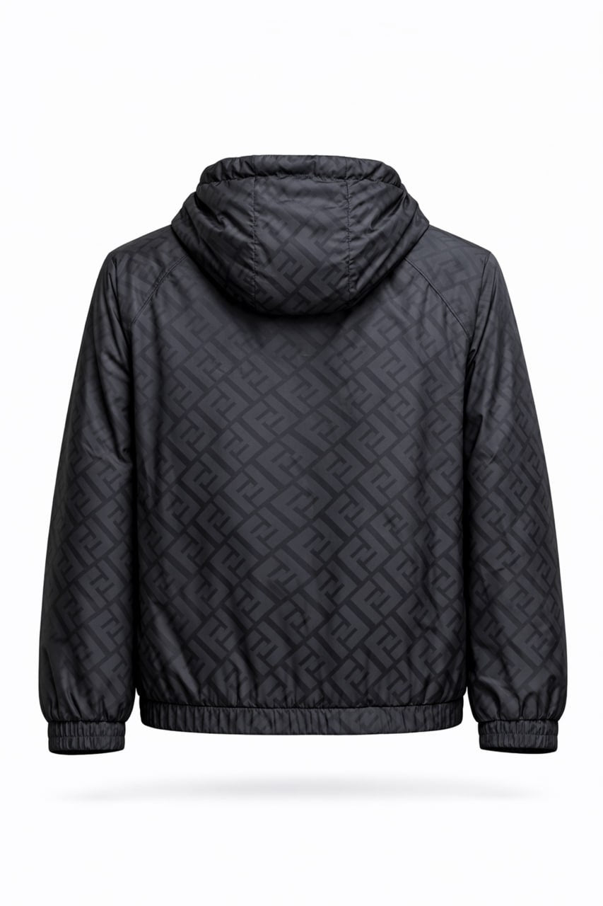 Fendi FF Monogram Hooded Windbreaker Jacket – Black & Yellow - image 2